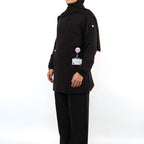 Black scrub set with modest hijabi-friendly scrubs hospital uniform design for modest women.